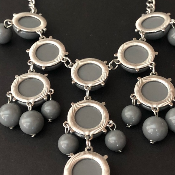 Gray and Silver-Tone Statement Necklace NWOT - Picture 3 of 6